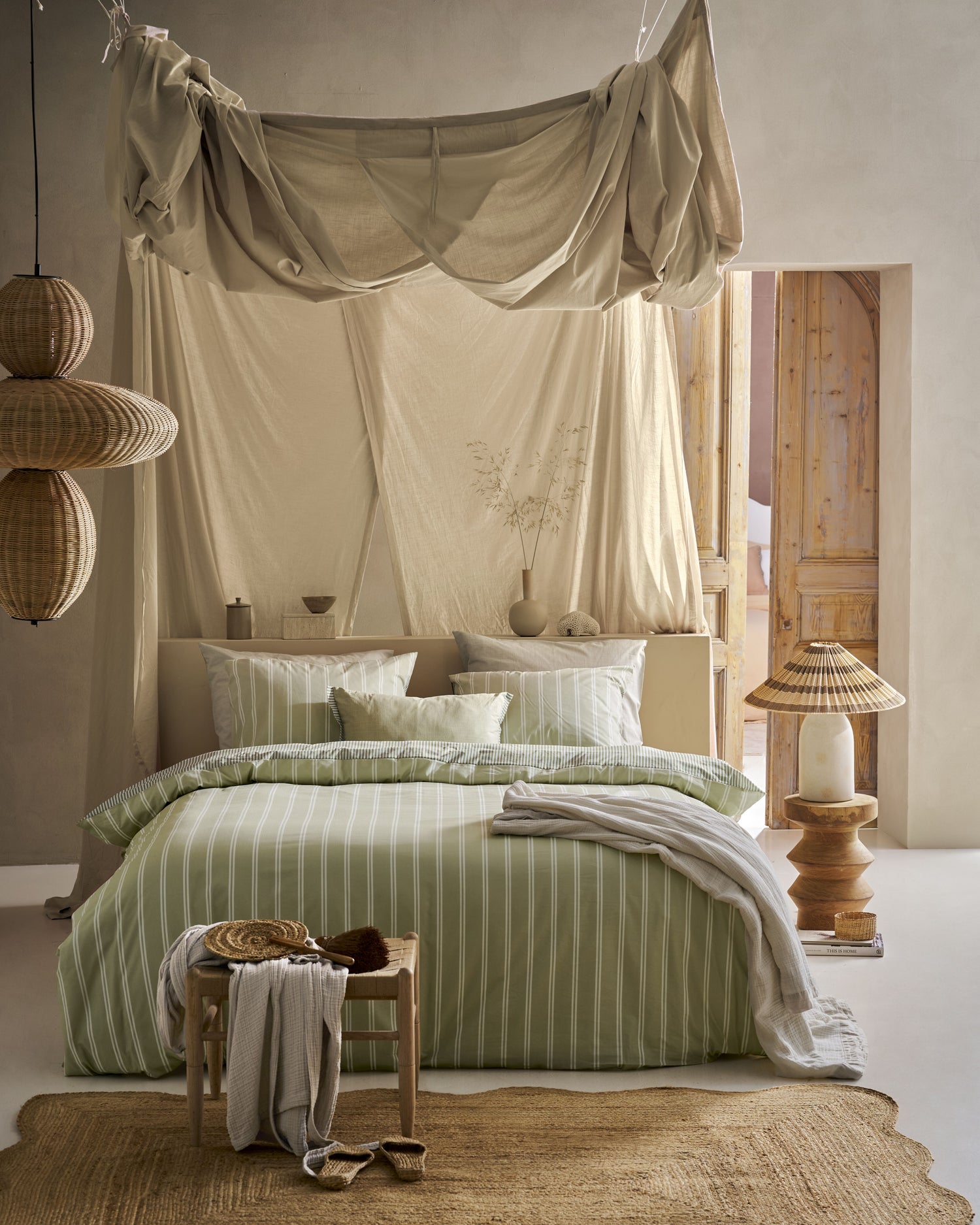 Mini Stripe Duvet Cover - Green