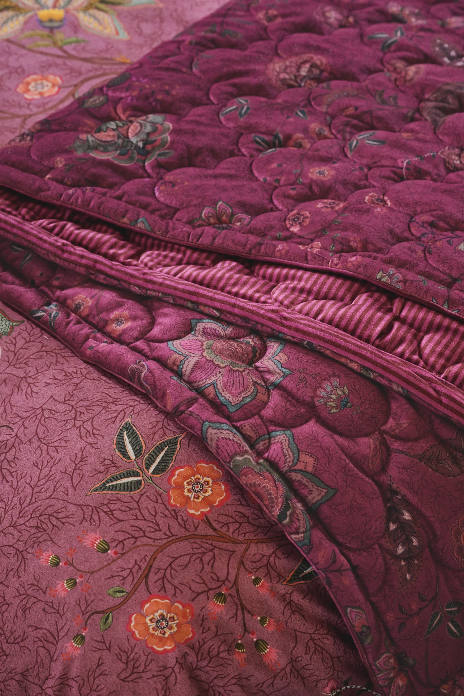 Pip Studio Mumbai Morning Velvet Sprei - Donker roze