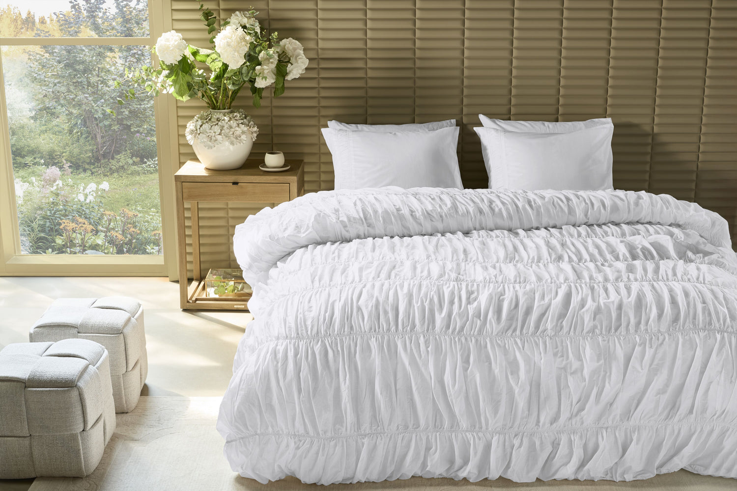 Ruffle Dekbedovertrek - Wit