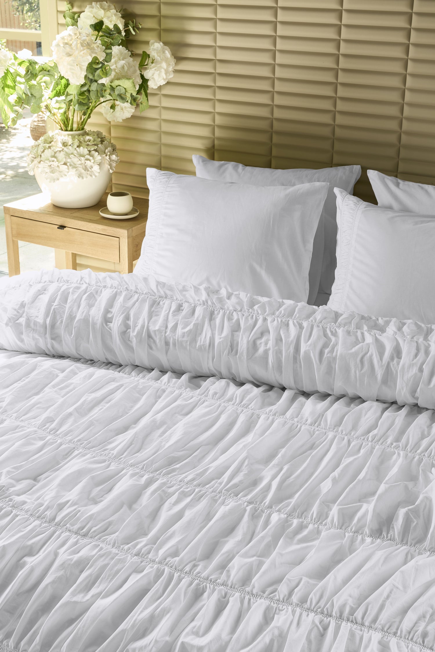 Ruffle Dekbedovertrek - Wit