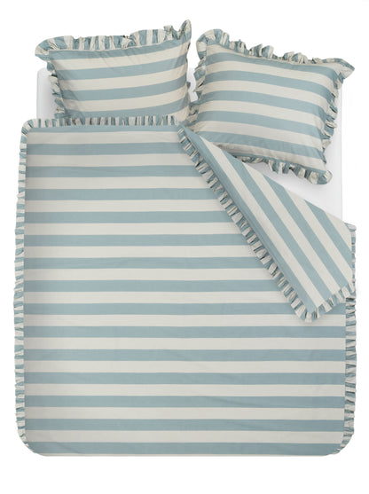 Striped Ruffle Dekbedovertrek - Blauw