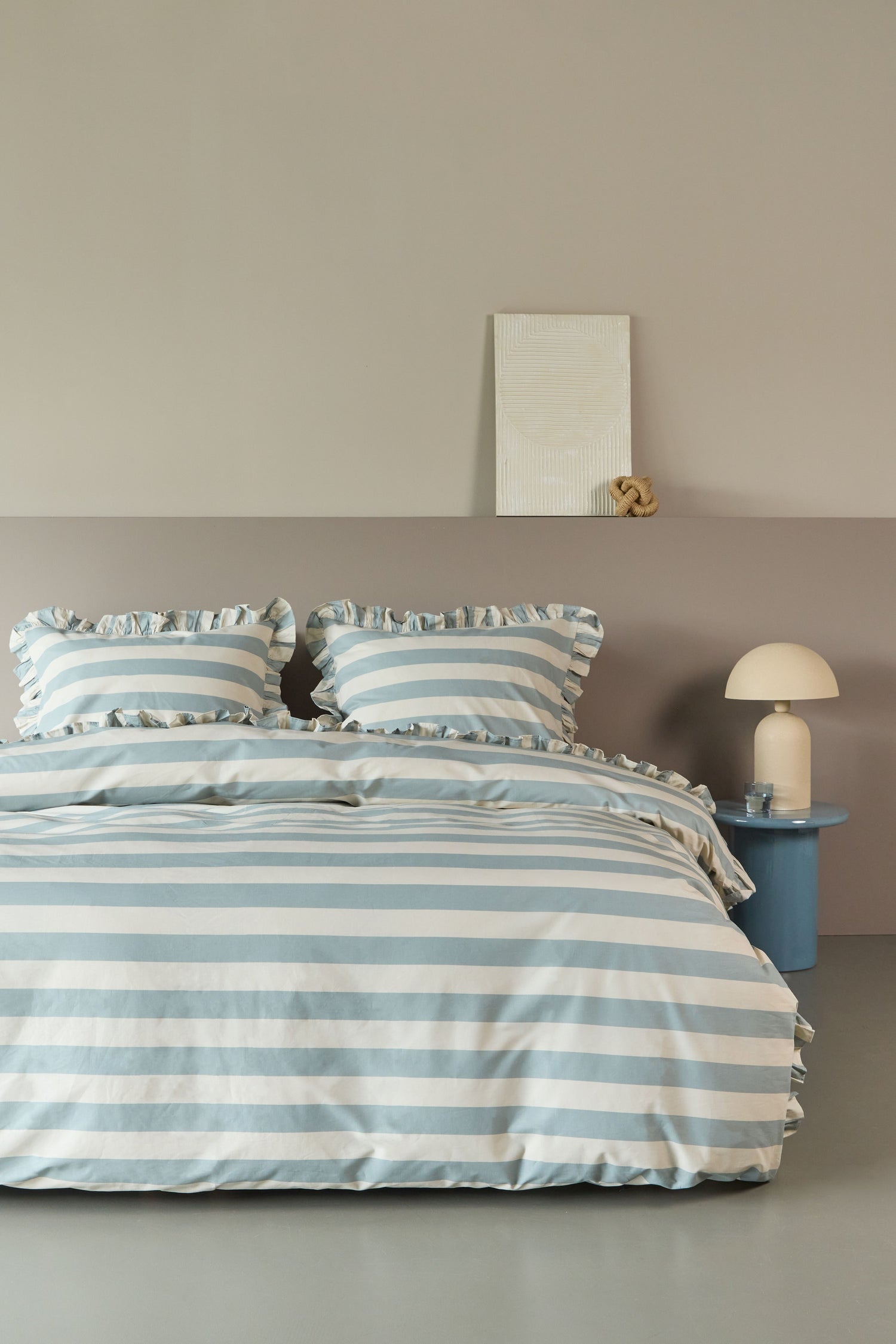 Striped Ruffle Dekbedovertrek - Blauw