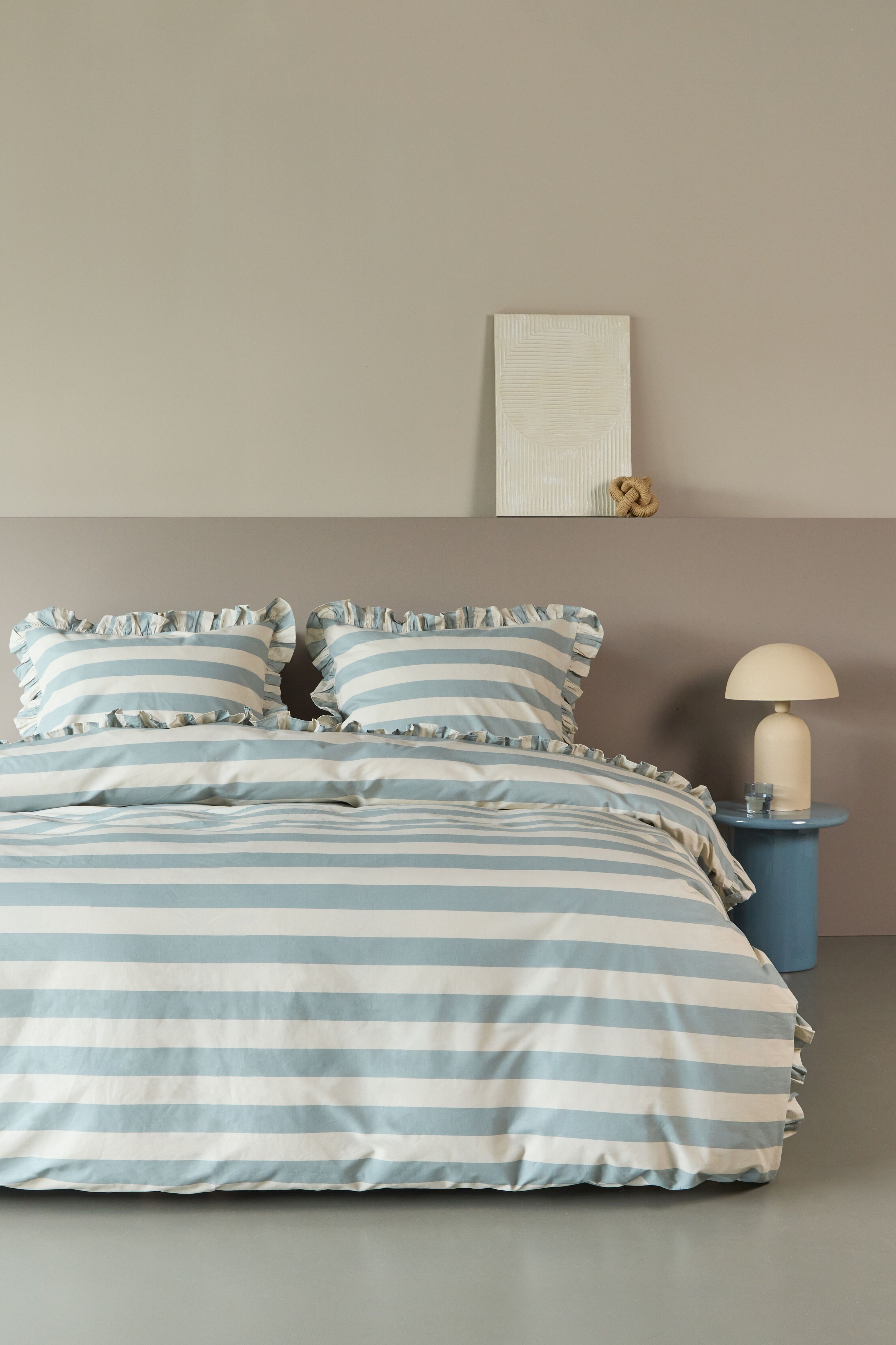 Striped Ruffle Dekbedovertrek - Blauw